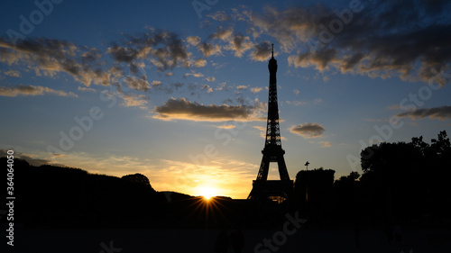 Eiffel Tower against the sun