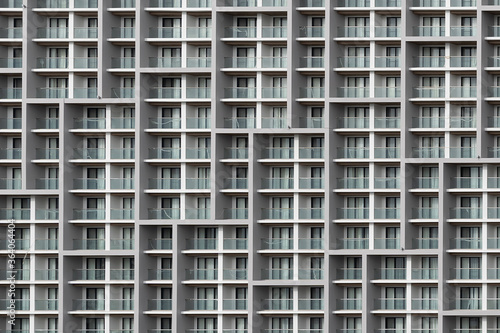 Close up view of high modern condominium.