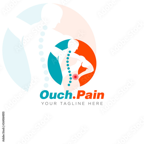 ouch.pain logo,  negative space person pain vector