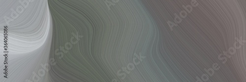 abstract colorful horizontal banner with dim gray, silver and dark gray colors. fluid curved lines with dynamic flowing waves and curves for poster or canvas