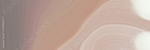 abstract artistic horizontal banner with rosy brown, beige and gray gray colors. fluid curved lines with dynamic flowing waves and curves for poster or canvas