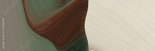 abstract decorative designed horizontal header with pastel gray, dark olive green and very dark green colors. fluid curved flowing waves and curves for poster or canvas