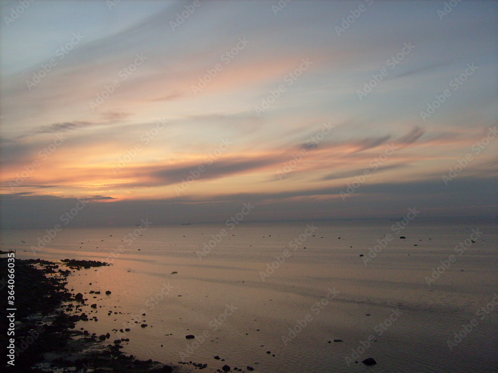 Sunset. Cliff. Leningrad region,The Gulf of Finland Sunset. Cliff. Leningrad region,The Gulf of Finland