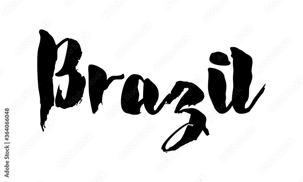 Brazil Country Name Handwritten Text Calligraphy Brazil Country Name Handwritten Text Calligraphy