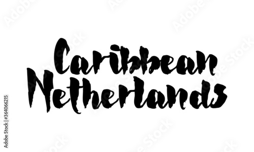 Caribbean Netherlands Country Name Handwritten Text Calligraphy
