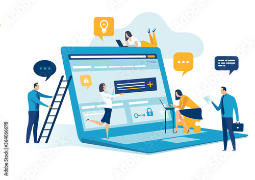 Web development concept. Web development team vector illustration.