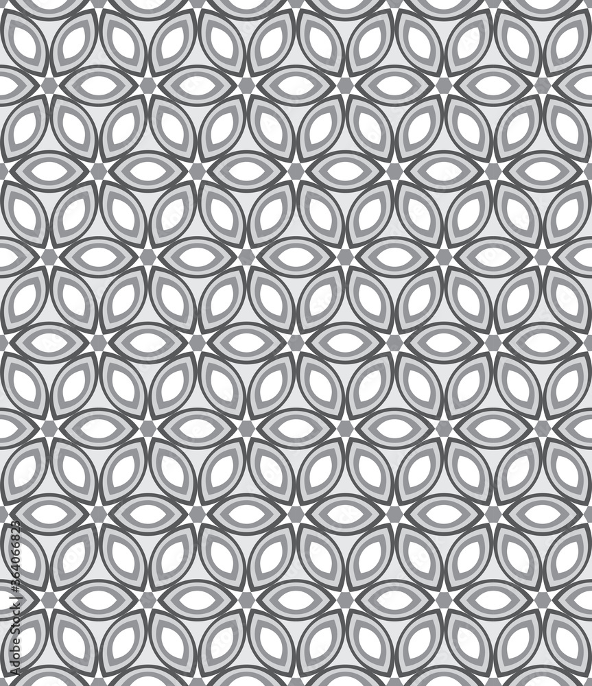 Seamless abstract pattern. Stylized flowers in grey.