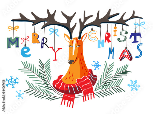 Creative Merry Christmas greeting funny banner
