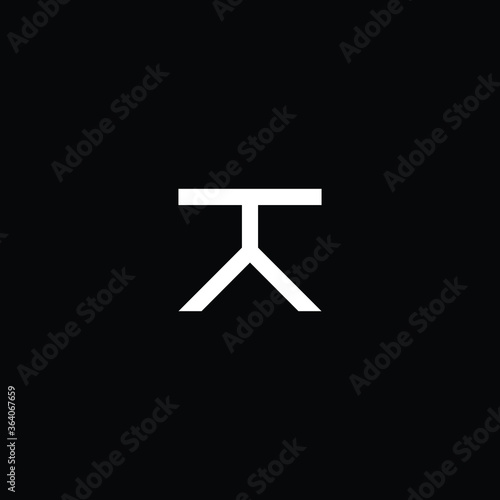 Minimal elegant monogram art logo. Outstanding professional trendy awesome artistic TY YT initial based Alphabet icon logo. Premium Business logo white color on black background