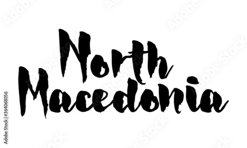 North Macedonia Country Name Handwritten Text Calligraphy Black Color Text 