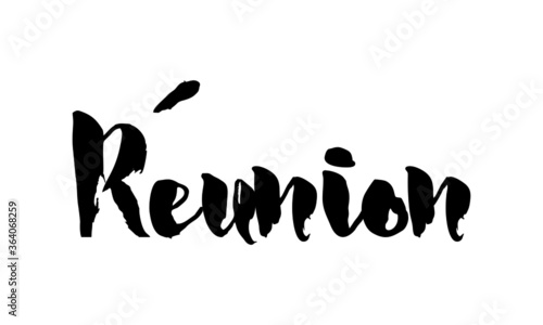 Réunion Country Name Handwritten Text Calligraphy