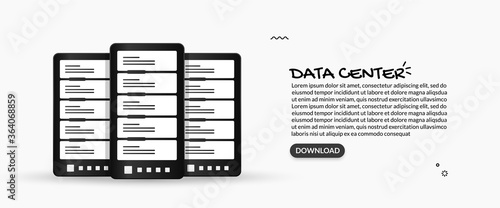 Data storage and data center concept, illustrations of big data server