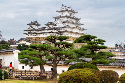 HIMEJI, JAPAN - NOV 15, 2015: Himeji Castle, Himeji City Skyline Cityscape Aerial View. Himeji Castle was first built by Akamatsu Norimura in 1333. It is the largest and most visited castle in Japan. photo