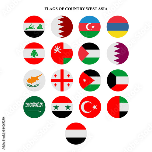 set flags of countries in asia continent icon vector symbol of country illustration isolated white background © hartini