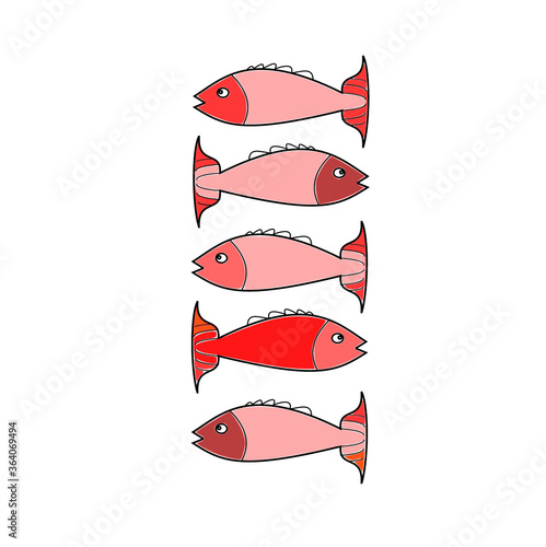 Fish sketch collection. Hand drawn vector illustration. School of fish vector illustration. Food menu illustration. Hand drawn fish set. Engraved style. Sea and river fish