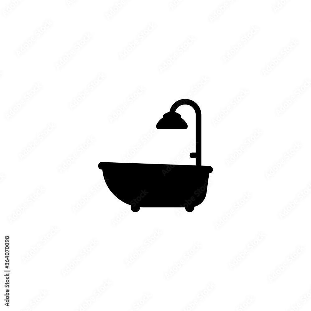 Bathtub vector flat icon. Isolated bathroom, shower tap illustration Bathtub vector flat icon. Isolated bathroom, shower tap illustration