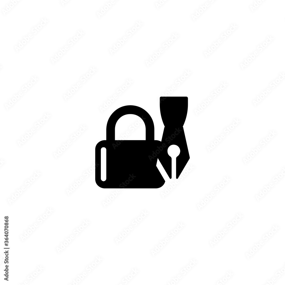 Locked with Pen vector icon. Isolated lock and pen illustration Locked with Pen vector icon. Isolated lock and pen illustration