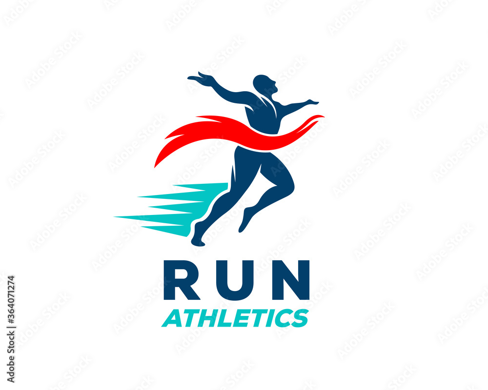 Naklejka premium Human athletics Run silhouette logo symbol design illustration