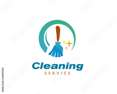 Abstract cleaning service Circle brush art logo symbol icon design illustration