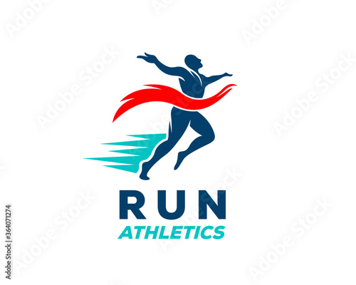 Human athletics Run silhouette logo symbol design illustration