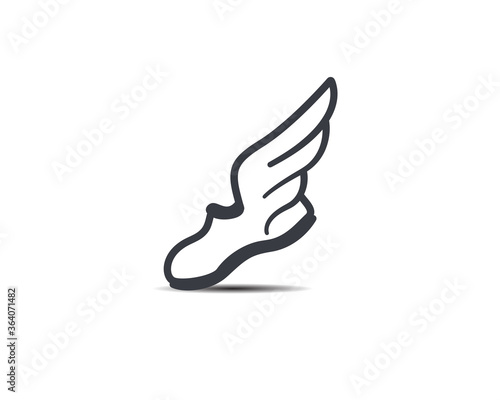 Sport shoe flying line art symbol, icon or logo.