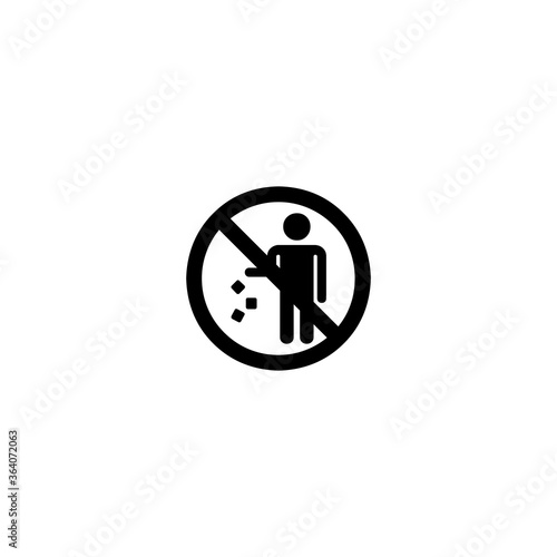 No Littering vector icon. Isolated Do Not Litter Sign illustration symbol