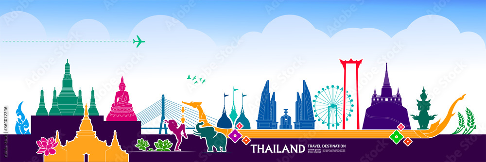 Obraz premium Thailand travel destination grand vector illustration.