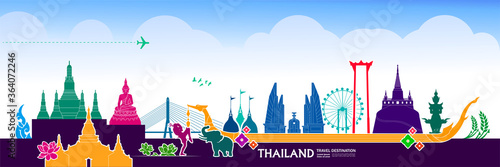 Thailand travel destination grand vector illustration.