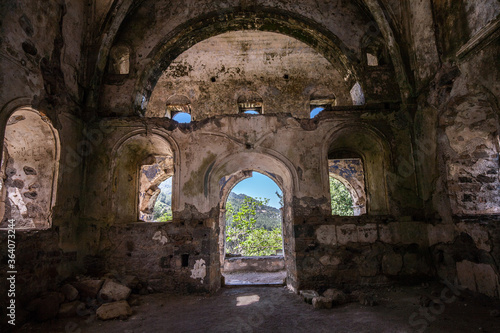 The ancient church at Karakoy, it's known as "Ghost Town" at Fethiye, Turkey