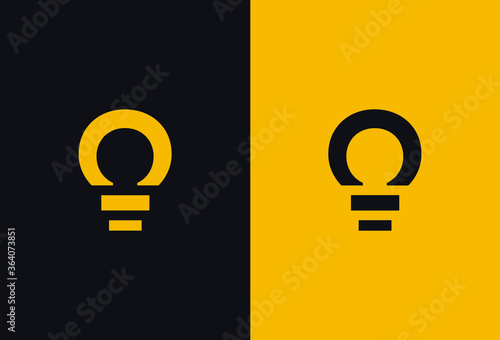 Bulb Shaped Logo Design.Letter C And Two Rectangular Bars Are Aligned To Form A Bulb.Black and yellow colors.Clean and simple.Elegant.Icon.