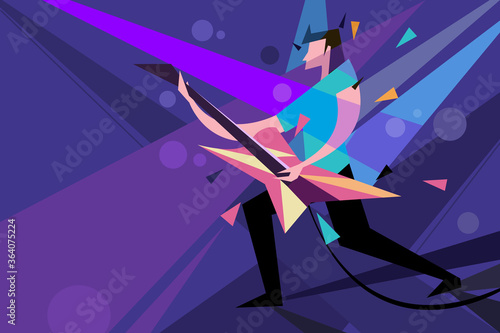 Illustration of a guitarist performing on stage