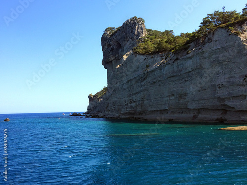 Mediterranean Sea, cliff by the water, Antalya Coast, Turkey