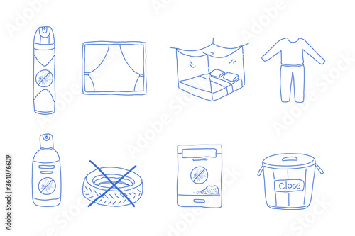 Stop mosquito objects illustration 