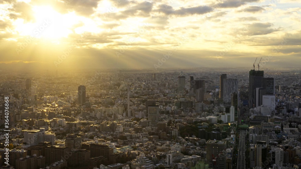 Tokyo cityscape during evening sunset. Tokyo city, Japan