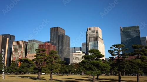 View of the skyscraper buildings in the Marunouchi district, Chiyoda Ward, Tokyo, Japan