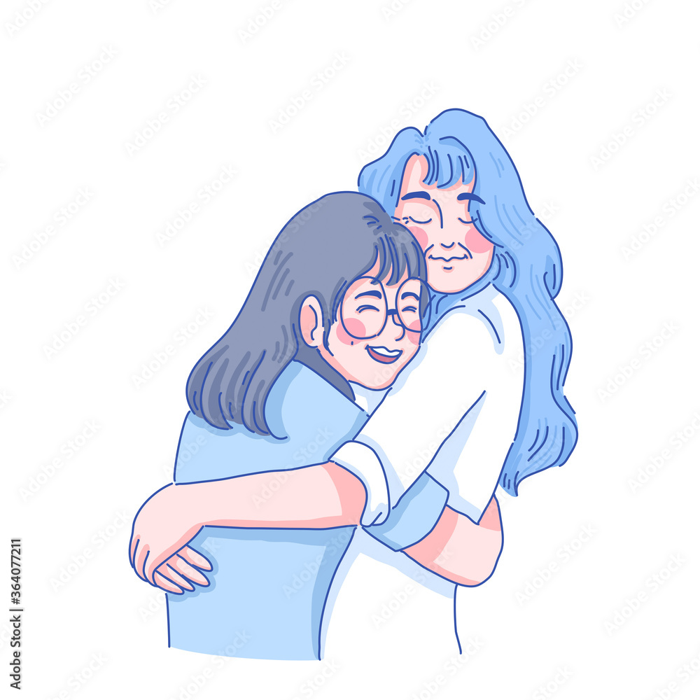 Obraz premium Mother and daughter are hugging together 