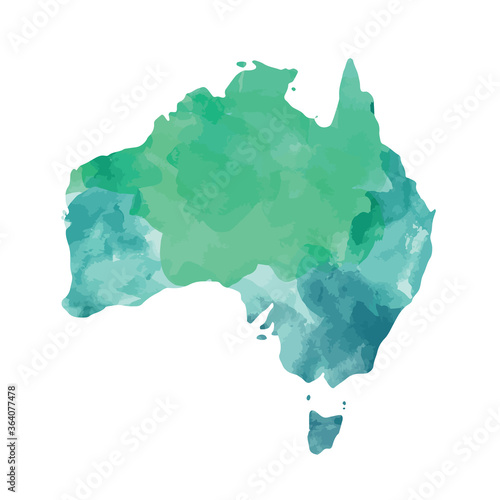 Vector illustration of Australia map with watercolor imitation. Continents Series