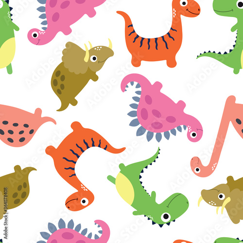 Fototapeta Naklejka Na Ścianę i Meble -  Cute dinosaur seamless pattern