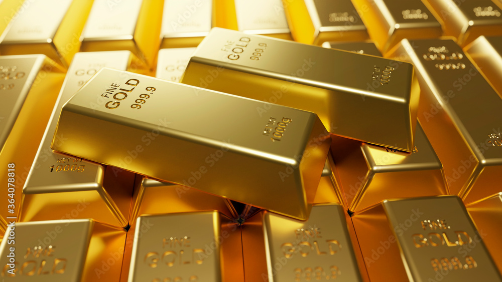 Gold bars background 3D Render Gold bars background 3D Render