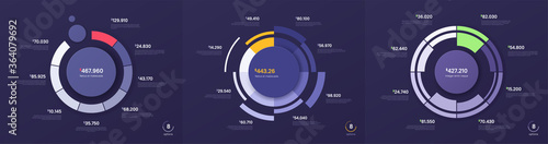 Set of vector circle chart designs, modern templates for creating infographics, presentations, reports, visualizations