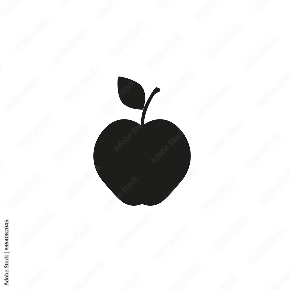 Fototapeta premium Apple iconnn . Vector illustration. Black apple on white background.