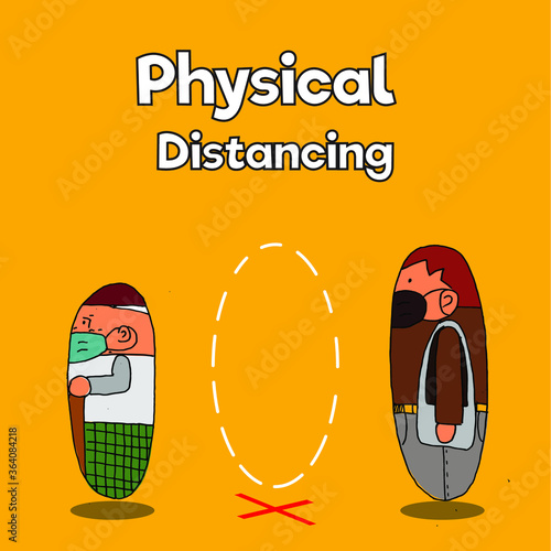 physical distancing covid-19 vector illustration