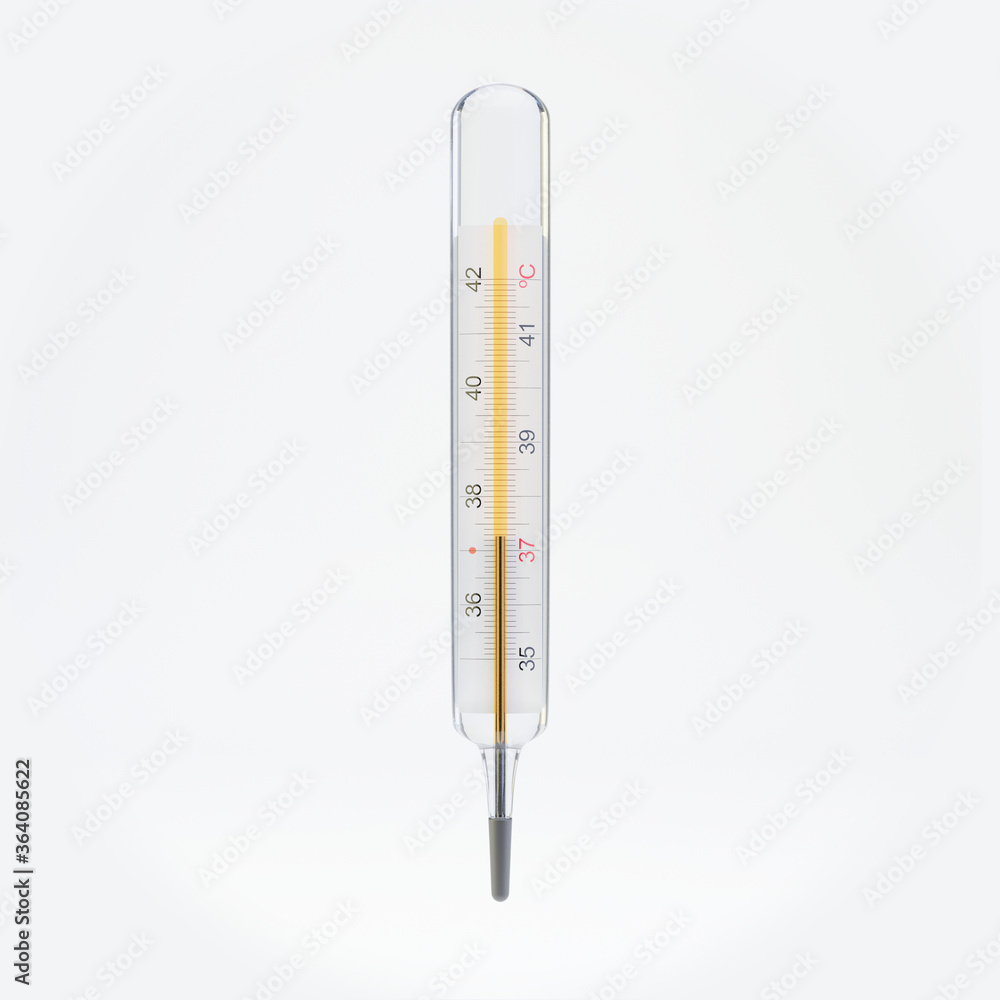 Thermometer on a white background. 3d illustration. Needed in the Covid-19 pandemic era. Thermometer on a white background. 3d illustration. Needed in the Covid-19 pandemic era.