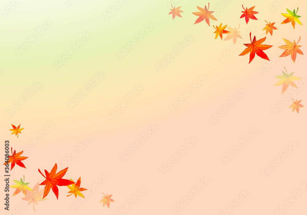 水彩の紅葉の背景イラスト