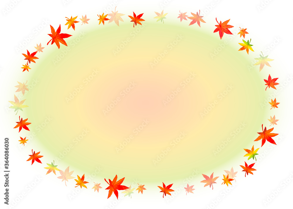 水彩の紅葉のフレームイラスト 水彩の紅葉のフレームイラスト