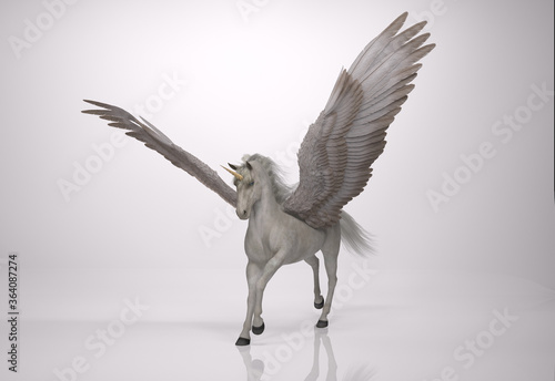 3D Render : the portrait of Unicorn horse with wings