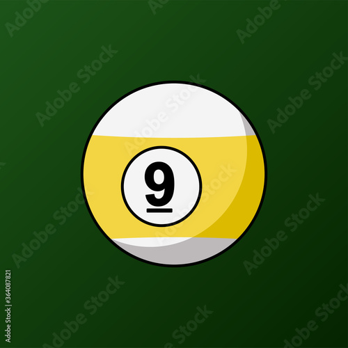 Pool ball. Number 9 ball icon. Billiard ball symbol modern, simple, vector, icon for website design, mobile app, ui. Vector Illustration