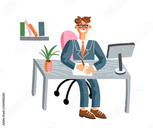 Office worker flat vector illustration