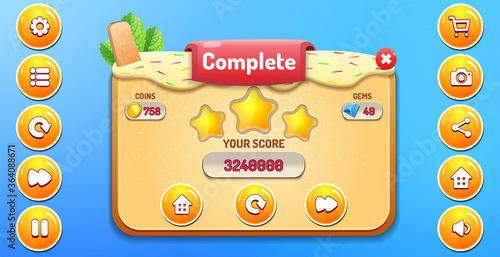 Candy Game UI menus popup 