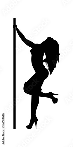 Silhouette of woman near pilon dancing pole dance or striptease